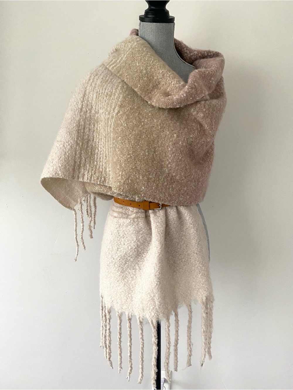 Mer Sea Always by the Sea Cozy Wrap Blanket Scarf oversized knit Neutral Boho